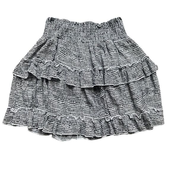 Altar’d State Tiered Ruffle Black and White Printed Smocked Skirt Size Medium - Picture 1 of 10